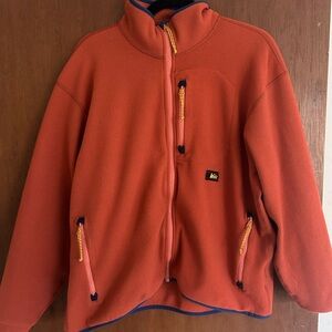 REI Orange Fleece Jacket with Yellow Accents